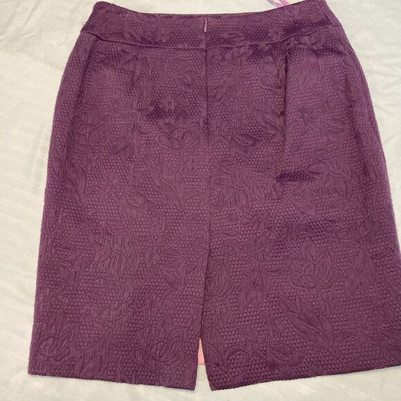 Vintage Nipon Boutique Skirt Purple Floral Jacquard Pencil Lined Petite 8P - Picture 5 of 9